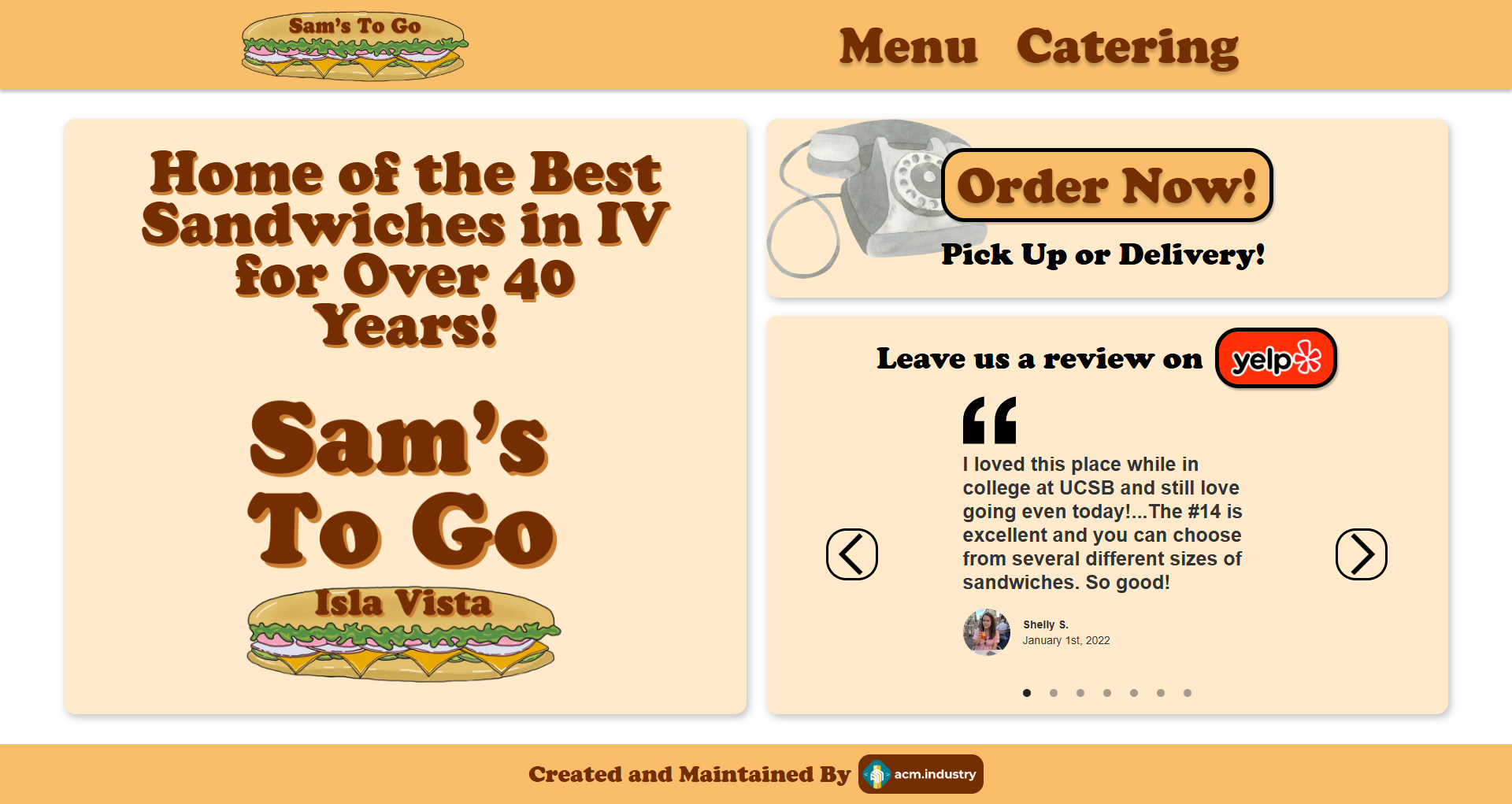 Sam's To Go Website